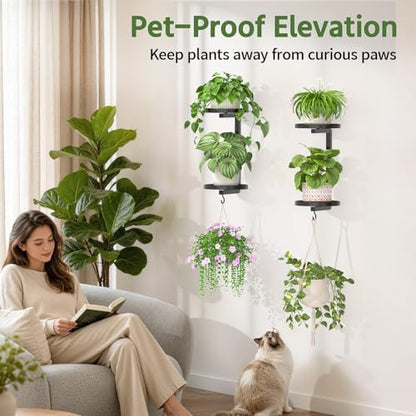 LASZOLA Plant Hanger Holder Shelf Wall Indoor with Lights, 2 Pcs Black - color: Dark Grey, size: 2