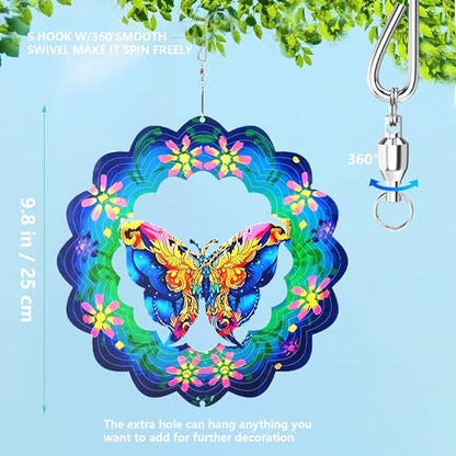 Metal Wind Spinners 3D Hanging Butterfly Wind Spinner 10Inch