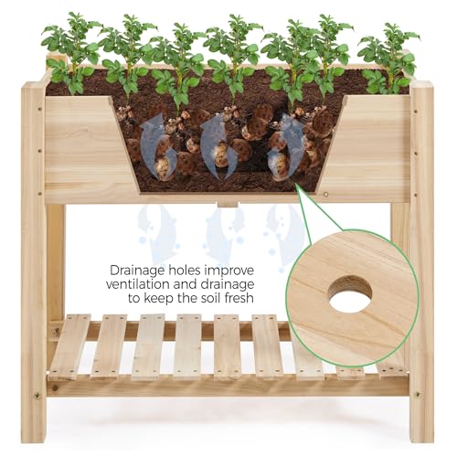 Yaheetech 34" Raised Garden Bed with Legs, Wooden Planter Box, 2Pcs - color: Natural Wood, size: 34" L x 18" W x 30" H(Set of 2)