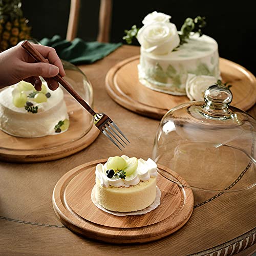 4.9''Glass Dessert Dome with Base, 6.3" Mini Decorative Cake Tray