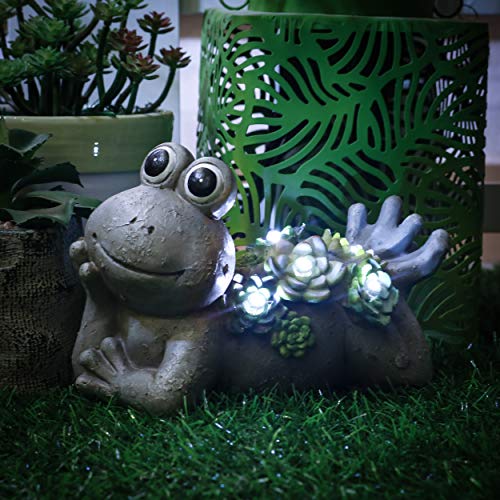TERESA'S COLLECTIONS Frog Garden Decor with Solar Light 7.3" - size: Large