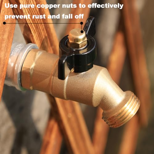 Brass Ball Valve Full Flow 1/2" Male NPT inlet Connection with 3/4" Male GHT water hose outlet Heavy-Brass Faucet for gardens and patios (1/2 inlet Butterfly 2PCS) - color: 1/2 inlet Butterfly 2PCS