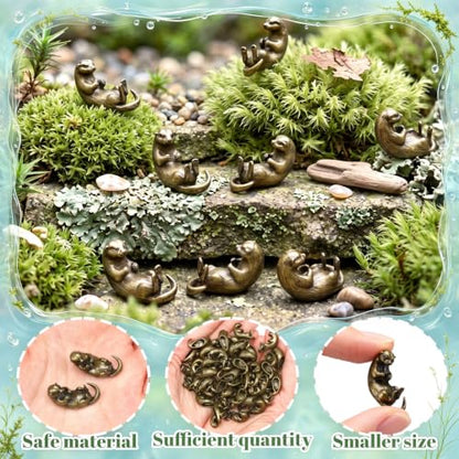 Civaner 50 Pcs Mini Brass Otter, Small Otter Statues, Mini Metal Animals - style: Otter