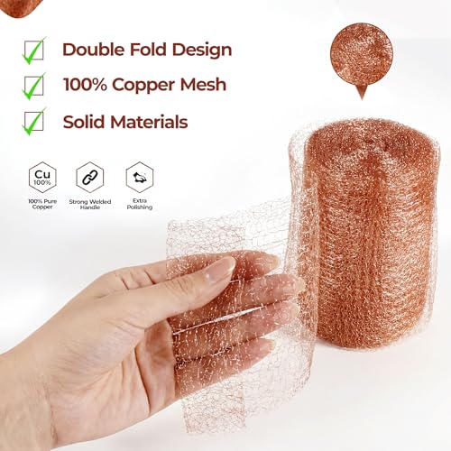 Copper Mesh Roll for Rodent Control, 4 in x 16 ft, Rustproof, 2-Pack - size: 4in x 16ft Pack of 2