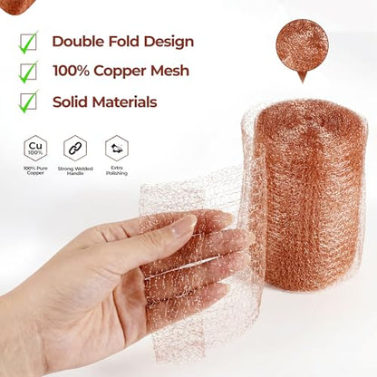 Copper Mesh Roll for Rodent Control, 4 in x 16 ft, Rustproof, 2-Pack - size: 4in x 16ft Pack of 2