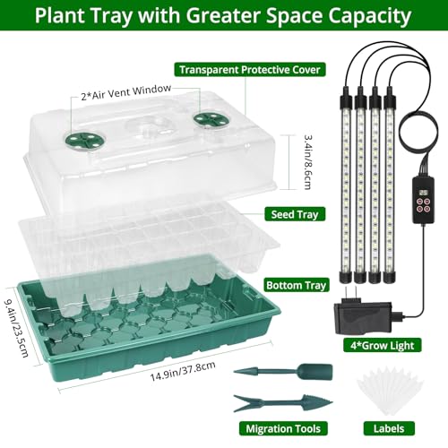 Sondiko Seed Starter Tray with Grow Light, Display Digital Controller - color: Dark Green