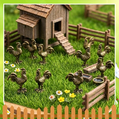 Civaner 50 Pcs Mini Rooster Figurines, Mini Brass Figurines - style: Rooster