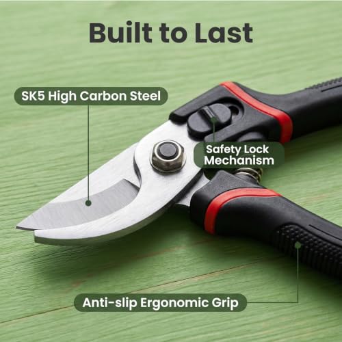 Garden Tool Set 5PC, SK5 Steel Shears + 2 Folding Saws
