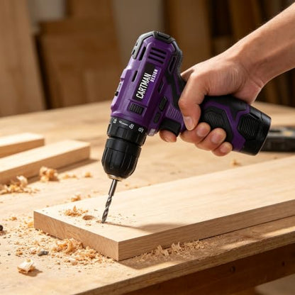 CARTMAN Purple 198-Piece 12V Cordless Drill Tool Combo Set