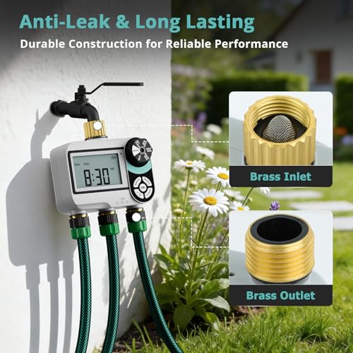 QUOBAS Brass Sprinkler Timer for Garden Hose, Programmable Water Timer - size: Sprinkler Timer 3 zone