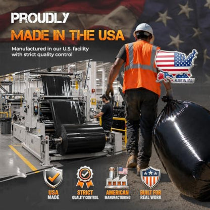 Delxo 55-60 Gallon Contractor Garbage Bags Heavy Duty Industrial Trash Bags - color: 55GAL 40Count