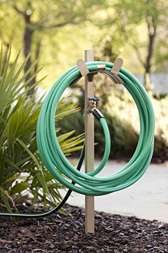 Liberty Garden Products 693 Free Standing Garden Hose Stand With Brass Faucet, Holds 150-Feet of 5/8-Inch Hose - Tan - style: Hose Stand with Bib - Tan