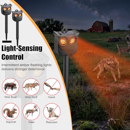 2 Pack Solar Owl Animal Repeller Outdoor for Raccoon Deer Squirrel