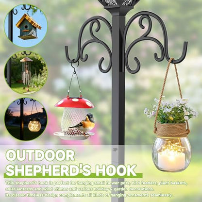 Garden Water Hose Holder with Solar Light & Shepherds Hooks for outside