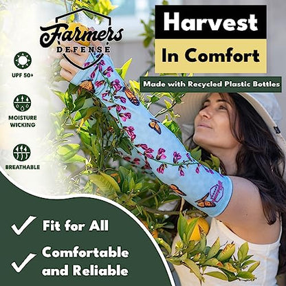 FARMER'S DEFENSE Gardening Arm Sleeves|UV Cooling Protective Sleeve Women & Men|Anti-Scratch Cover Sun UPF Outdoor Protection - Monarch - XS - color: Monarch, size: X-Small