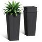 30 Inch Tall Plastic Planters(Set of 2) with Drainage Holes, Black - color: Black, size: 30 inch