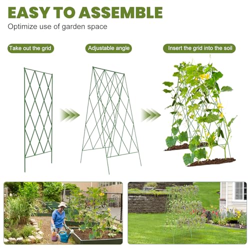Cucumber Trellis 2 Pack,Foldable A-Frame Garden Trellis - color: Grass Green, size: 39.4" H