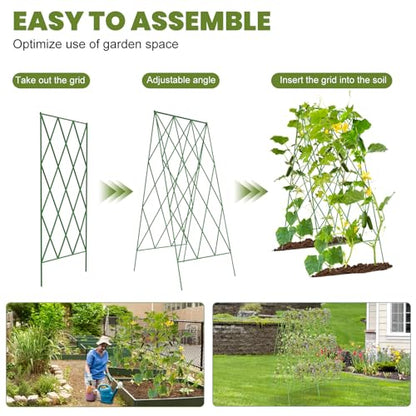Cucumber Trellis 2 Pack,Foldable A-Frame Garden Trellis - color: Grass Green, size: 39.4" H
