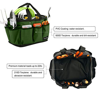 Housolution 14 Inch Gardening Tote Bag, Garden Tool Storage Bag, Dark Green - color: Dark Green, size: 14 Inch