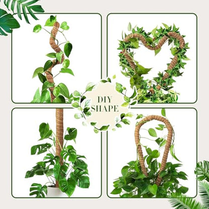 2 Pack 63" Bendable Moss Pole for Plants Monstera, Moss Poles for Climbing Plants Indoor, Coir Plant Pole Sticks Support Stakes for Potted Plant, Pothos, Philodendron Plants - size: 63"