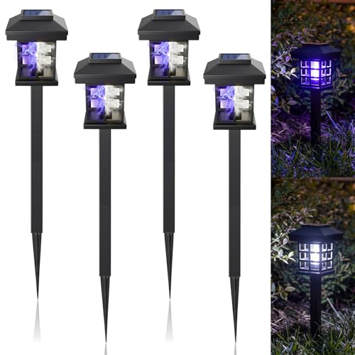 4 Pcs Solar Bug Zapper Outdoor Waterproof, Black White Purple - color: Black White Purple