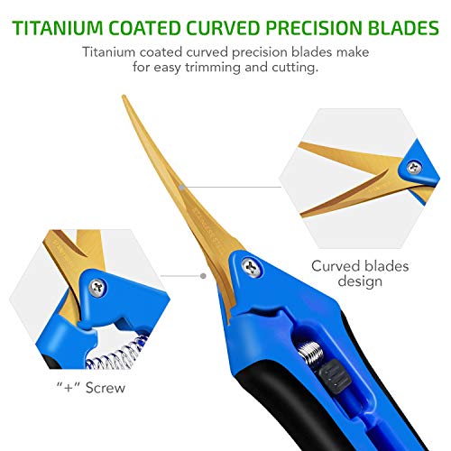 iPower GLPRNR6BLTI 6.5" Pruning Shear Hand Pruner for Gardening Potting with Titanium Coated Curved Precision Blades, 1-Pack, Blue - size: 1Pack, style: Blue