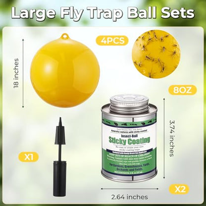 4 Pcs Large Fly Trap Balls Hanging Fly Catcher,Gnat Insect Bug - style: Gnat Insect Bug
