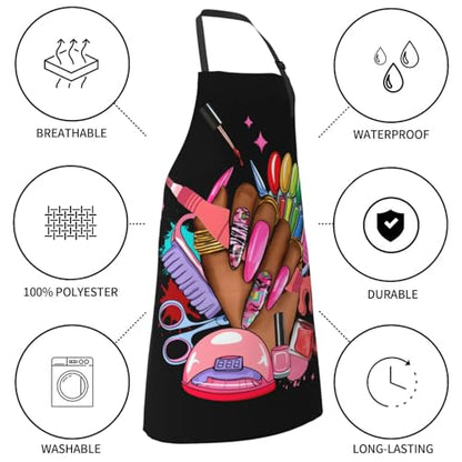 Art Apron with Pocket for Women Men - color: Colorful Nail Tech