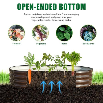 SnugNiture 2 Pcs 6x3x1ft Oval Metal Raised Garden Bed for Vegetables, Brown - color: Brown, size: 6×3×1ft(2 Pack)