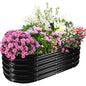 TBMLC Oval Black Galvanized Planter Box, Metal Raised Garden Bed 4X2X1.4 FT - color: Black, size: 4X2X1.4 FT