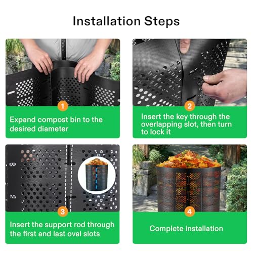 VIVOSUN 220 Gallon Outdoor Compost Bin, Expandable Composter - size: 220 Gallon