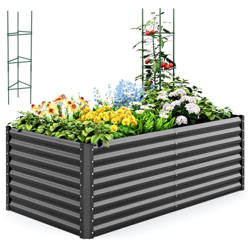 Quictent Galvanized Tall Raised Garden Bed 6x3x2 Ft - color: Dark Grey, size: 6x3x2 ft
