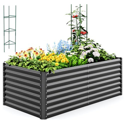 Quictent Galvanized Tall Raised Garden Bed 6x3x2 Ft - color: Dark Grey, size: 6x3x2 ft