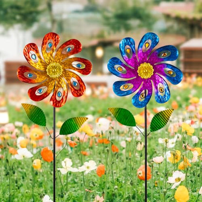 2 Pack Wind Spinners Outdoor, Metal Wind Sculptures & Spinners - size: 36x9