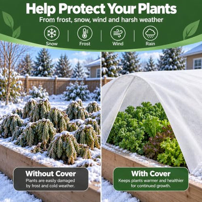 SPORTYOUTH Plant Covers Freeze Protection 10x50Ft Floating Row Cover 1.2Oz - size: 10x50ft 1.2oz