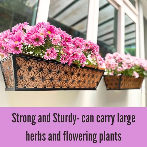 LaLaGreen Modern Black Wall Planter (24 in, 4 Pack) Window Flower Box - size: 24" (61cm) x 4 pack