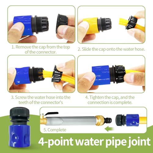 High Pressure Hose Nozzle for Garden Hose,Leak-Free Jet Wand with 5 Nozzles - color: Gray