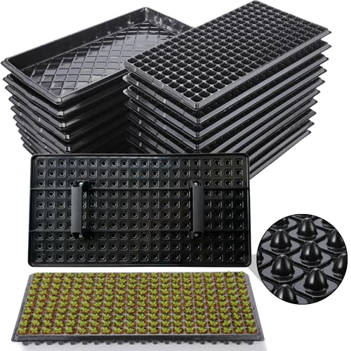 20Pack 200-Cell Seed Starter Trays with Base Tray & Dibber for Gardening. - style: 200-Cell Seed Starter Trays with Dibber