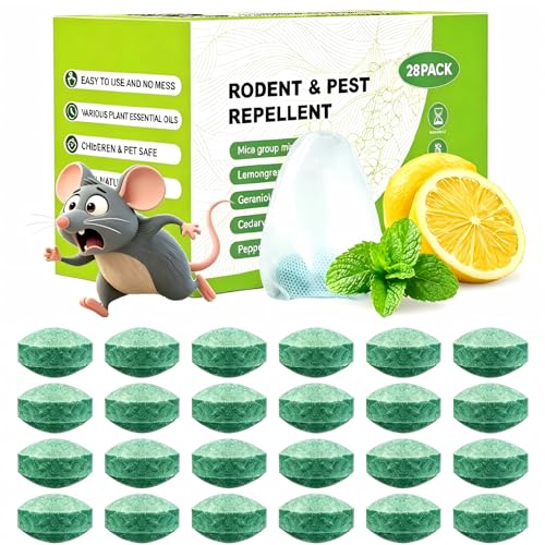 Pest Rodent Repellent, 28 Pack Natural Peppermint Oil Packs Keep Mice, Rats, Spiders, Roaches, Ants, Bugs, and Squirrels Away from Home and Garden Safe for Family or Pets