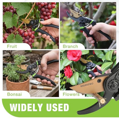 WORKPRO 8.5" Bypass Pruning Shears with Die-cast Aluminum Handle