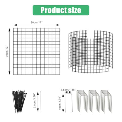 Eunika 18 Pcs Round Plant Protector from Animals, 6 Pack 12" x 12" - color: Black-18pcs