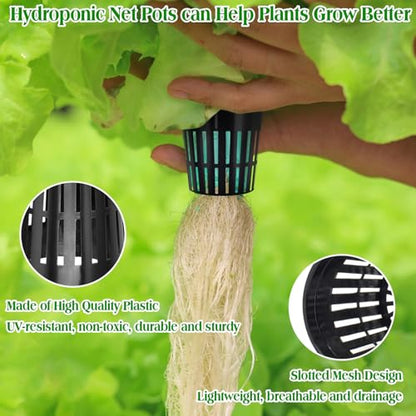 ZeeDix 2 Inch Net Pots for Hydroponics 100 Pack Net Cups Hydroponic Baskets - color: Black - 100 Pcs