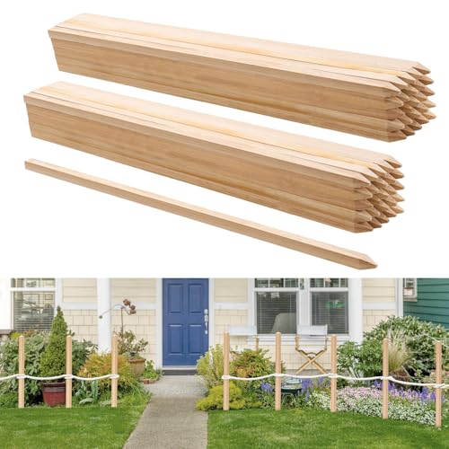 VEVOR Wooden Garden Stakes, 50 Pcs 36x0.75x0.75 in Survey Grading Stakes, Garden Ground Stake with Sharp Point, Fir Wood Plant Support Stake, Sign Posts for Silt Fence Backyard Boundaries Baselines - style: 0.75 x 0.75 x 36in+50pcs