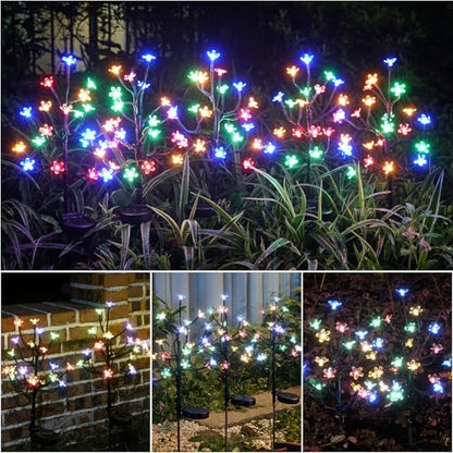 4 Pack Solar Lights Outdoor Waterproof, Garden Lights Solar Flowers - color: Multicolor Cherry 4Pack