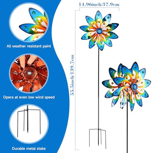 Metal Wind Spinner for Yard Decor Garden Windmill Outdoor Kinetic Wind Sculpture Dual Direction for Backyard Patio Lawn Homewarming Gift