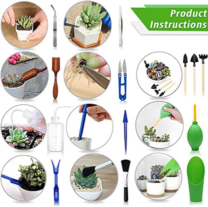 Succulent Tools, Mini Garden Tool Set, Transplanting Tools Set, Succulent Care kit for Succulent Miniature Gardening Plant, Multi, 13 Pcs - style: Green