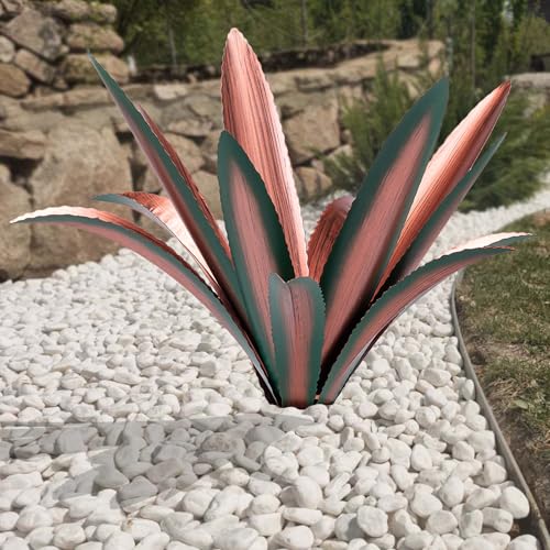 Large Tequila Rustic Sculpture, Rustic Metal Agave Plants for Outdoor Patio Yard Mexican Plant Garden， Agave Outdoor Lawn Ornaments Yard Stakes (Green 1pc) - color: 12 Leaves Green 1 Pcs