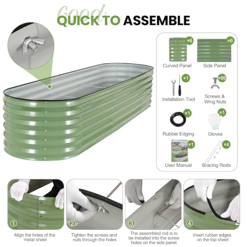 G GOOD GAIN Raised Garden Beds Galvanized, Metal Planter Boxes Kit, Oliver - color: Oliver Green, size: 8×2×1.4ft (1 Pack)