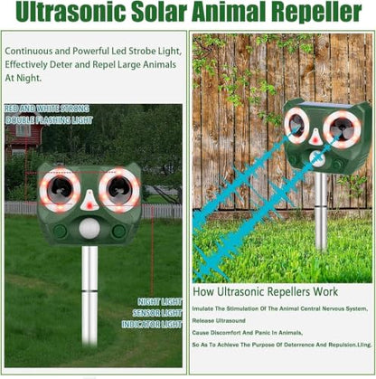 Ultrasonic Animal Repeller Outdoor with Motion Sensor LED Flash and 5 Modes
