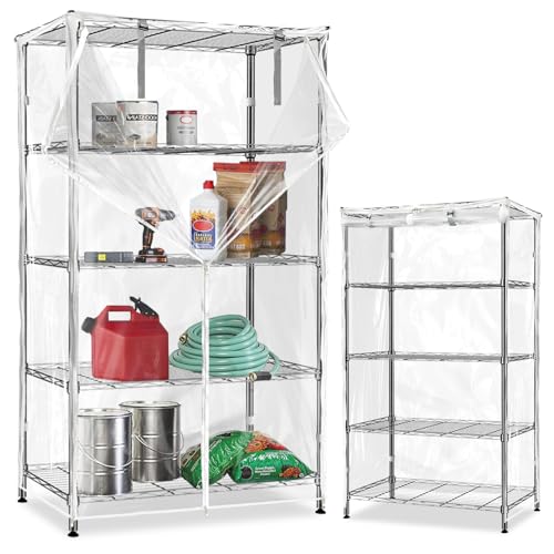 Waterproof Shelf Cover,Durable Dustproof Storage Wire Rack Covers,Outdoor Shelving Covers for Wire Shelves with Zipper 36''x16''x72'',Clear,Cover Only - color: Clear, size: 36"W x 16"D x 72"H